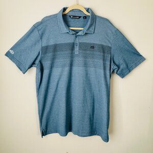 Travis Matthew Coastal Chest Stripe Short Sleeve Blue Golf Polo Mens XL Embroide